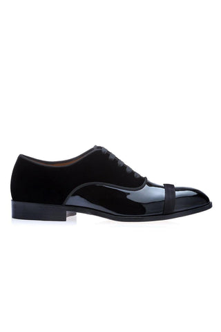 SUPERGLAMOUROUS Mathis Multi Black Velvet / Patent Leather Formal Oxfords (SPGMS1024)-AmbrogioShoes