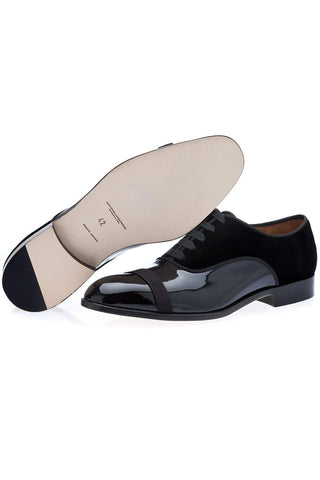 SUPERGLAMOUROUS Mathis Multi Black Velvet / Patent Leather Formal Oxfords (SPGMS1024)-AmbrogioShoes