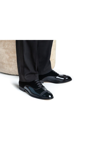 SUPERGLAMOUROUS Mathis Multi Black Velvet / Patent Leather Formal Oxfords (SPGMS1024)-AmbrogioShoes