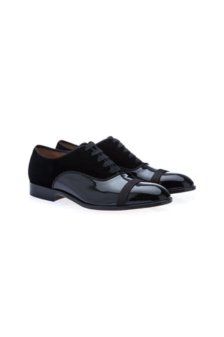 SUPERGLAMOUROUS Mathis Multi Black Velvet / Patent Leather Formal Oxfords (SPGMS1024)-AmbrogioShoes