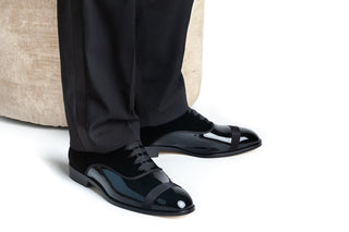 SUPERGLAMOUROUS Mathis Multi Men's Shoes Black Velvet / Patent Leather Formal Oxfords (SPGM1024)