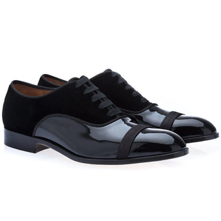 SUPERGLAMOUROUS Mathis Multi Men's Shoes Black Velvet / Patent Leather Formal Oxfords (SPGM1024)