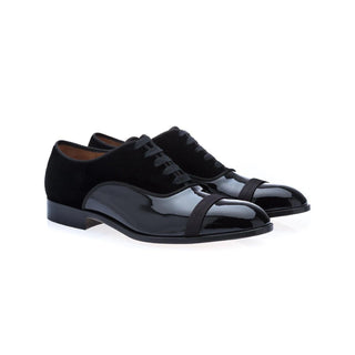 SUPERGLAMOUROUS Mathis Multi Men's Shoes Black Velvet / Patent Leather Formal Oxfords (SPGMS1024)-AmbrogioShoes