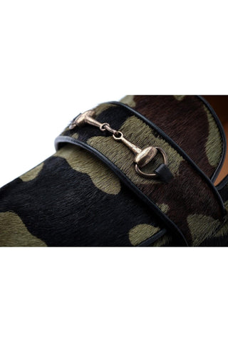 SUPERGLAMOUROUS Morris Green Camouflage Pony Slip-on Horsebit Loafers (SPGM1311)
