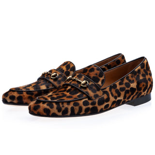 Super Glamourous Morris Men's Shoes Orange & Black Leopard Print / Pony Horsebit Loafers (SPGM1005)-AmbrogioShoes