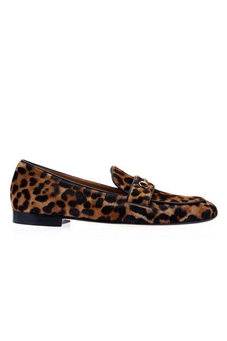 SUPERGLAMOUROUS Morris Orange & Black Leopard Print / Pony Horsebit Loafers (SPGM1005)-AmbrogioShoes