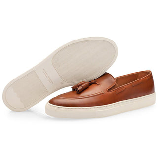 SUPERGLAMOUROUS Philippe Men's Shoes Cognac Nappa Leather Slip-On Sneakers (SPGM1200)-AmbrogioShoes