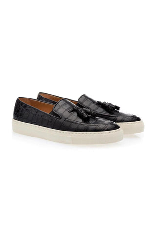 SUPERGLAMOUROUS Philippe Mississippi Black Alligator Skate Tassels Sneakers (SPGM1109)