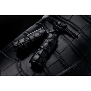 SUPERGLAMOUROUS Philippe Mississippi Men's Shoes Black Exotic Alligator Skate Tassels Sneakers (SPGM1109)-AmbrogioShoes