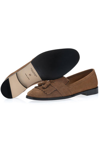SUPERGLAMOUROUS Romeo Gorain Suede Kiltie Slip-On Tassel Loafer (SPGM1374)-AmbrogioShoes