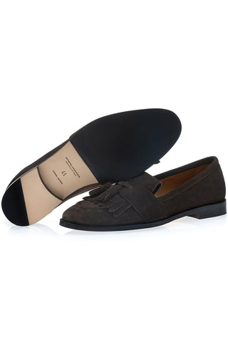 SUPERGLAMOUROUS Romeo Gorain Suede Kiltie Slip-On Tassel Loafer (SPGM1374)