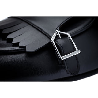 SUPERGLAMOUROUS TANGERINE 7.1 Men's Shoes Black Nappa Leather Monk Belgian Loafers (SPGM1163)-AmbrogioShoes