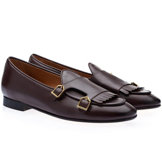 SUPERGLAMOUROUS TANGERINE 7.1 Men's Shoes Nappa Leather Double Monk-Strap Belgian Loafers (SPGM1164)-AmbrogioShoes