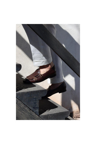 SUPERGLAMOUROUS TANGERINE 7.1 Nappa Leather Double Monk-Strap Belgian Loafers (SPGM1164)