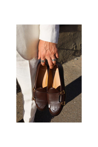 SUPERGLAMOUROUS TANGERINE 7.1 Nappa Double Monk-Strap Belgian Loafers (SPGM1164)