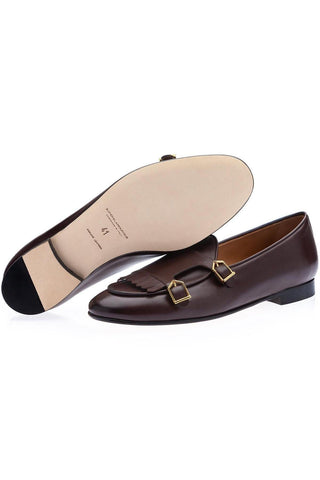 SUPERGLAMOUROUS TANGERINE 7.1 Nappa Leather Double Monk-Strap Belgian Loafers (SPGM1164)-AmbrogioShoes