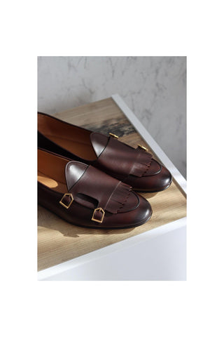 SUPERGLAMOUROUS TANGERINE 7.1 Nappa Leather Double Monk-Strap Belgian Loafers (SPGM1164)-AmbrogioShoes