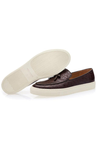 SUPERGLAMOUROUS Tangerine 1 Mississippi Cocoa Caiman Crocodile Slip-on Sneakers (SPGM1100)