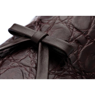 SUPERGLAMOUROUS Tangerine 1 Mississippi Cocoa Exotic Caiman Crocodile Slip-on Sneakers (SPGM1100)-AmbrogioShoes