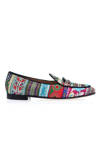 SUPERGLAMOUROUS Tangerine 1 Panama Embroidered Canvas Belgian Loafer (SPGM1346)-AmbrogioShoes