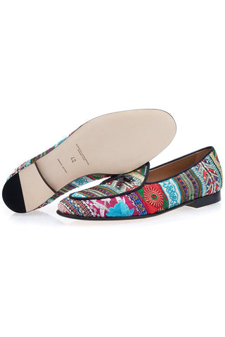 SUPERGLAMOUROUS Tangerine 1 Panama Embroidered Canvas Belgian Loafer (SPGM1346)
