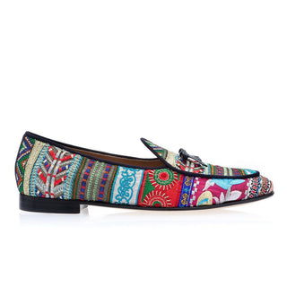 SUPERGLAMOUROUS Tangerine 1 Panama Men's Shoes Embroidered Canvas Belgian Loafer (SPGM1346)-AmbrogioShoes