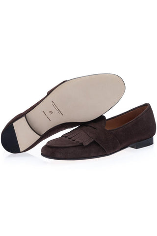 SUPERGLAMOUROUS Tangerine 10 Gorain Suede Belgian Loafers (SPGM1332)-AmbrogioShoes