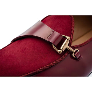 SUPERGLAMOUROUS Tangerine 12 Men's Shoes Burgundy Suede / Calf-Skin Leather Belgian Formal Loafers (SPGM1272)-AmbrogioShoes