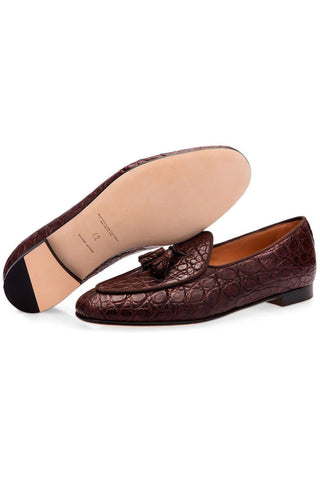 SUPERGLAMOUROUS Tangerine 2 Exotic Crocodile Skin Slip-on Tassel Loafer (SPGM1360)-AmbrogioShoes