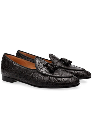 SUPERGLAMOUROUS Tangerine 2 Exotic Crocodile Skin Slip-on Tassel Loafer (SPGM1360)-AmbrogioShoes