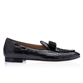 SUPERGLAMOUROUS Tangerine 3 Men's Shoes Black Crocodile Print Leather Belgian Loafers (SPGM1312)-AmbrogioShoes