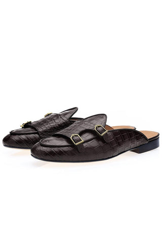 SUPERGLAMOUROUS Tangerine 7 Exotic Crocodile Double Monk Mule (SPGM1350)