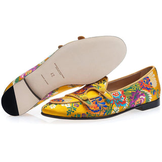 Super Glamourous Tangerine 7 Korela Men's Shoes Mustard Canvas Belgian Loafers (SPGM1011)-AmbrogioShoes