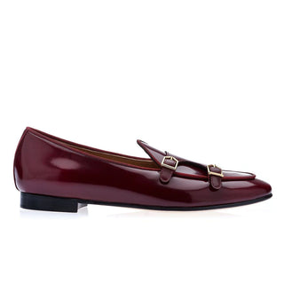 SUPERGLAMOUROUS Tangerine 7 Men's Shoes Burgundy Polished Leather Monk-Straps Belgian Loafers (SPGM1049)-AmbrogioShoes