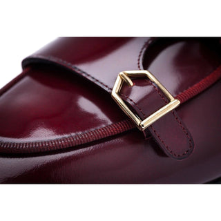 SUPERGLAMOUROUS Tangerine 7 Men's Shoes Burgundy Polished Leather Monk-Straps Belgian Loafers (SPGM1049)-AmbrogioShoes