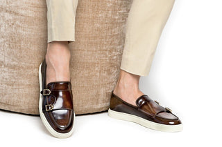 SUPERGLAMOUROUS Tangerine 7 Men's Shoes Calf-Skin Leather Double-Monk Skate Sneaker (SPGMS1359)-AmbrogioShoes