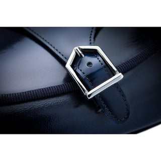 SUPERGLAMOUROUS Tangerine 7 Men's Shoes Navy Polished Leather Monk-Straps Belgian Slipper Mules (SPGM1241)-AmbrogioShoes