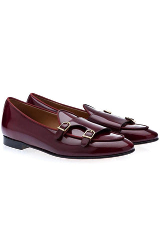SUPERGLAMOUROUS Tangerine 7 Polished Calf-Skin Leather Double Monk-Strap Belgian Loafers (SPGM1047)-AmbrogioShoes