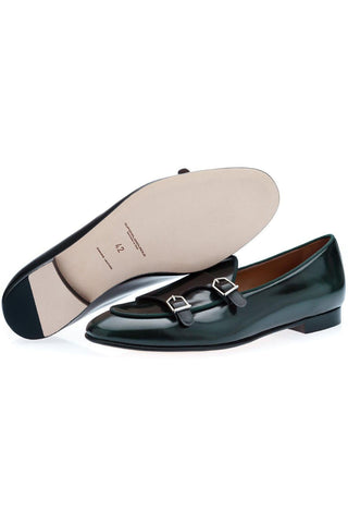 SUPERGLAMOUROUS Tangerine 7 Polished Calf-Skin Leather Double Monk-Strap Belgian Loafers (SPGM1047)-AmbrogioShoes