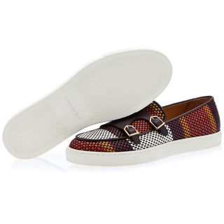 SUPERGLAMOUROUS Tangerine 7 Tetris Hand-Loomed Leather Double Monk Sneaker (SPGM1341)-AmbrogioShoes