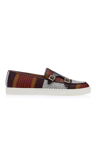 SUPERGLAMOUROUS Tangerine 7 Tetris Hand-Loomed Leather Double Monk Sneaker (SPGM1341)