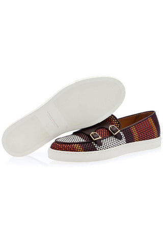 SUPERGLAMOUROUS Tangerine 7 Tetris Hand-Loomed Leather Double Monk Sneaker (SPGM1341)