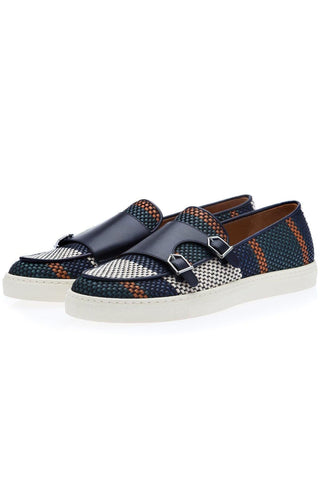 SUPERGLAMOUROUS Tangerine 7 Tetris Hand-Loomed Leather Double Monk Sneaker (SPGM1341)