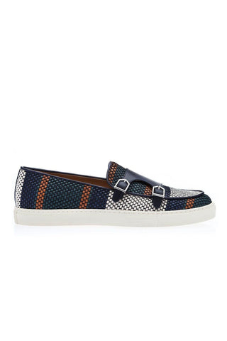SUPERGLAMOUROUS Tangerine 7 Tetris Hand-Loomed Leather Double Monk Sneaker (SPGM1341)
