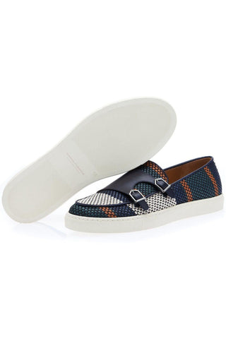SUPERGLAMOUROUS Tangerine 7 Tetris Hand-Loomed Leather Double Monk Sneaker (SPGM1341)