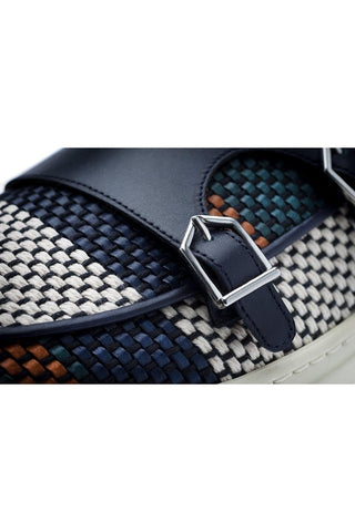 SUPERGLAMOUROUS Tangerine 7 Tetris Hand-Loomed Leather Double Monk Sneaker (SPGM1341)