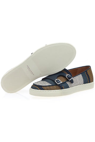 SUPERGLAMOUROUS Tangerine 7 Tetris Hand-Loomed Leather Double Monk Sneaker (SPGM1341)