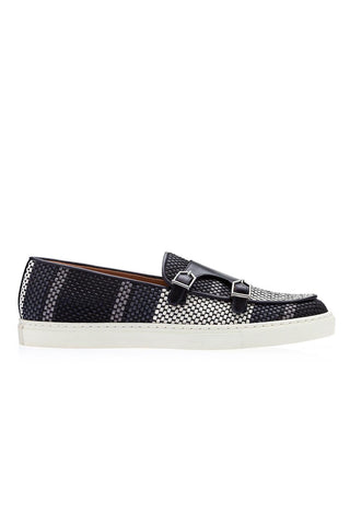 SUPERGLAMOUROUS Tangerine 7 Tetris Hand-Loomed Leather Double Monk Sneaker (SPGM1341)