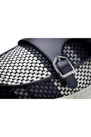 SUPERGLAMOUROUS Tangerine 7 Tetris Hand-Loomed Leather Double Monk Sneaker (SPGM1341)