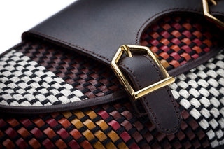 SUPERGLAMOUROUS Tangerine 7 Tetris Men's Shoes Hand-Loomed Leather Double Monk Belgian Loafer (SPGM1343)-AmbrogioShoes